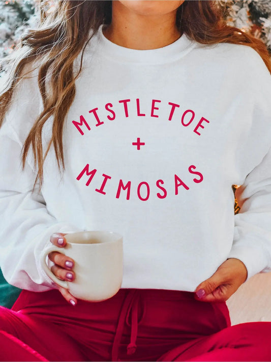 Mistletoe + Mimosas Christmas Sweatshirt