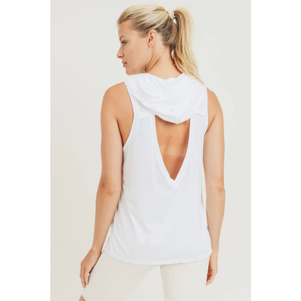 Hoodie Muscle Active Tank with Cut out Back