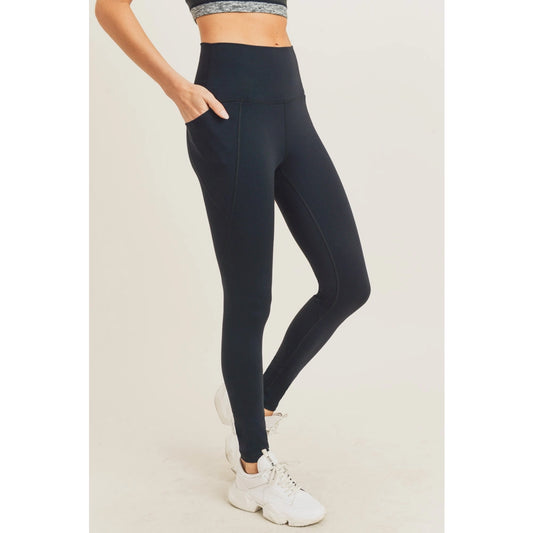 Tapered Band Essential Solid High-Waist Leggings