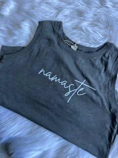 Namaste Muscle Tank in Charcoal Grey