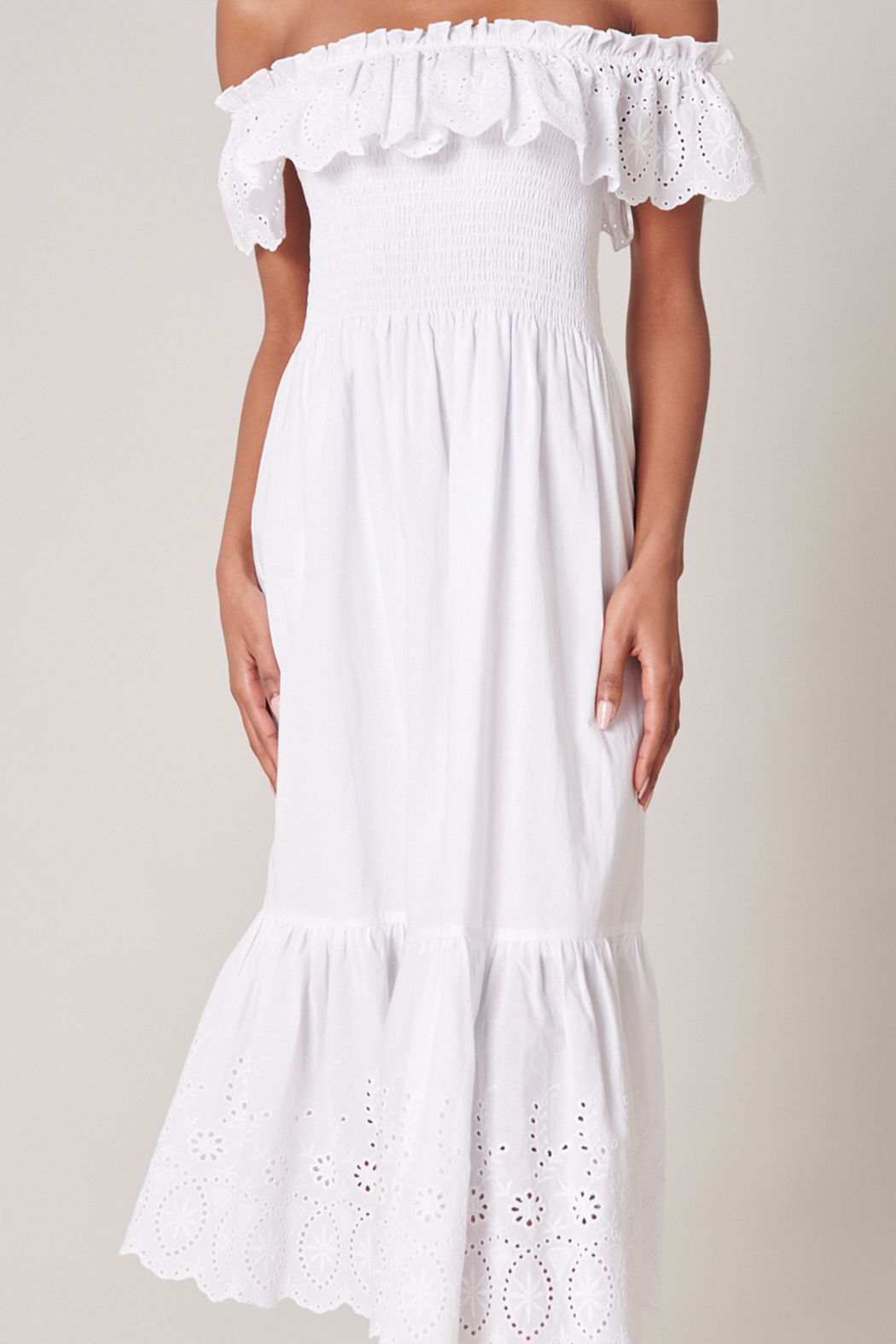 Esmerelda Smocked Eyelet Midi Dress